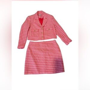 Nine West Women’s Pink Tweed 2-Piece Skirt Suit (Blazer + Skirt)